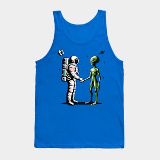 Astronaut and alien shaking hands Tank Top